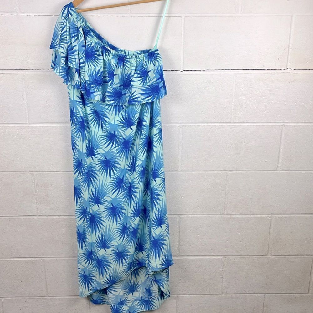 Vineyard Vines electric palm one shoulder hi-low dress